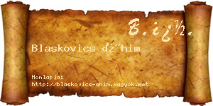 Blaskovics Áhim névjegykártya